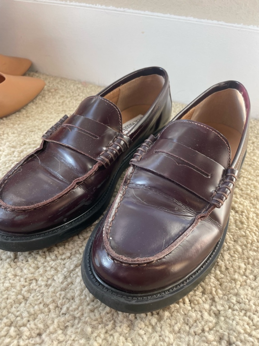 Steve Madden Women's Burgundy Leather Penny Loafers